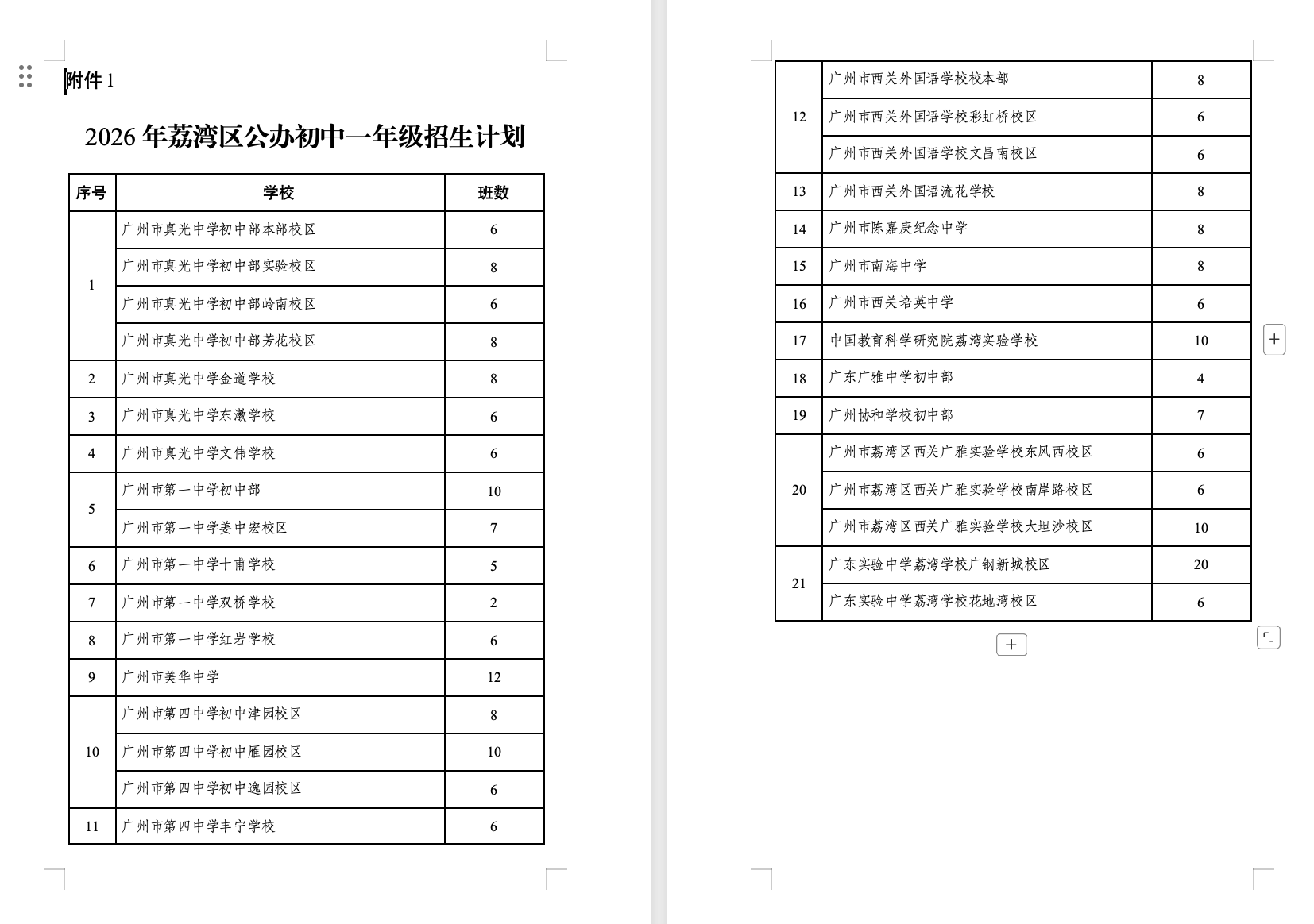 2026荔湾公办初中招生计划出炉，四中花地学校无招生计划